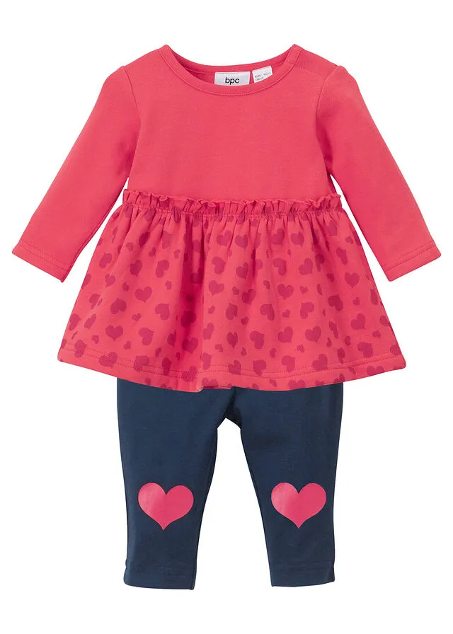 VESTIDO SUDADERA Y LEGGINGS PARA BEBé (2 PIEZAS) DE ALGODóN ORGáNICO ROSA QUISQUILLAGRANATEAZUL OSCURO